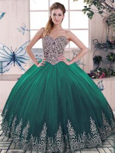 Beauteous Sweetheart Sleeveless Tulle 15 Quinceanera Dress Beading and Embroidery Lace Up