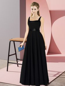 Captivating Floor Length Empire Sleeveless Black Vestidos de Damas Zipper