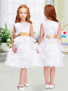 Colorful White Sleeveless Organza Zipper Flower Girl Dresses for Wedding Party