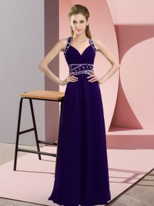  Purple Prom Dresses Prom and Party with Beading Straps Sleeveless Backless