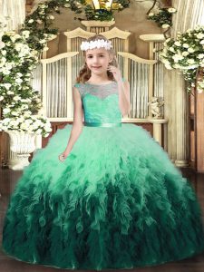  Multi-color Kids Formal Wear Party and Wedding Party with Lace and Ruffles Scoop Sleeveless Backless