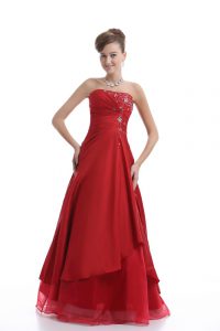  Organza Sleeveless Floor Length Prom Gown and Embroidery