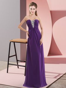 Discount Sleeveless Chiffon Floor Length Zipper in Purple with Beading