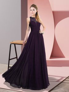  Dark Purple Scoop Zipper Lace Prom Dresses Sleeveless