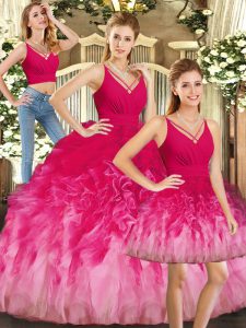 Floor Length Multi-color Sweet 16 Dresses V-neck Sleeveless Backless