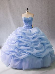Exceptional Light Blue Sweetheart Lace Up Beading and Pick Ups Sweet 16 Quinceanera Dress Sleeveless