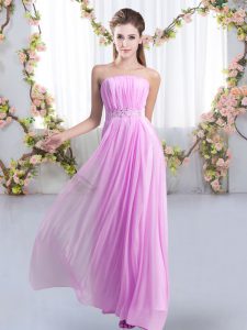 Elegant Lilac Sleeveless Beading Lace Up Quinceanera Court of Honor Dress
