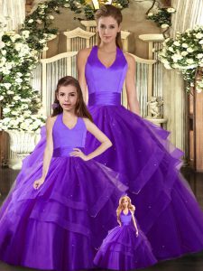 Fashionable Tulle Sleeveless Floor Length Quinceanera Dress and Ruching