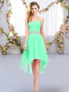  Chiffon Sweetheart Sleeveless Lace Up Belt Quinceanera Court Dresses in Green