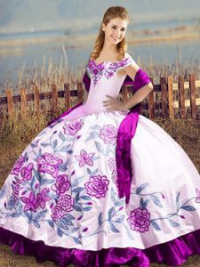  Purple Sleeveless Satin and Organza Lace Up Sweet 16 Dress for Sweet 16 and Quinceanera
