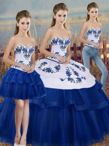  Sweetheart Sleeveless Lace Up 15th Birthday Dress Royal Blue Tulle