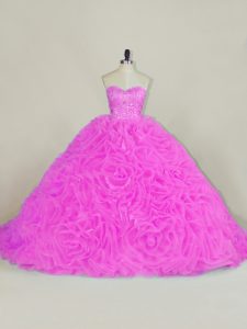  Lilac Ball Gowns Beading and Ruffles Quinceanera Gowns Lace Up Organza Sleeveless