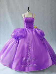  Appliques 15 Quinceanera Dress Lavender Lace Up Sleeveless Floor Length
