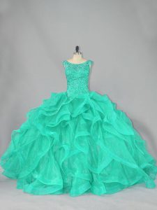 New Style Sleeveless Beading and Ruffles Lace Up Quinceanera Dresses