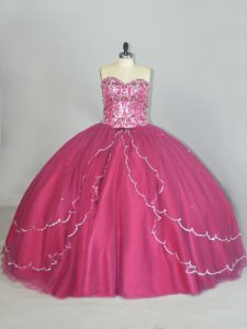Hot Selling Red Sweetheart Lace Up Beading and Sequins Ball Gown Prom Dress Brush Train Sleeveless