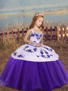  Sleeveless Embroidery Lace Up Child Pageant Dress