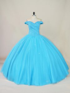Noble Off The Shoulder Sleeveless Tulle Sweet 16 Quinceanera Dress Beading Lace Up