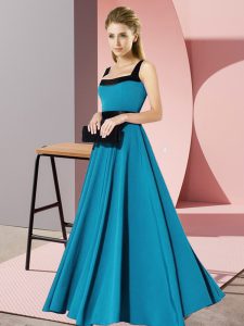  Chiffon Square Sleeveless Zipper Belt Quinceanera Court of Honor Dress in Teal 
