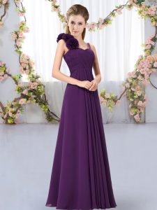  Hand Made Flower Court Dresses for Sweet 16 Dark Purple Lace Up Sleeveless Floor Length