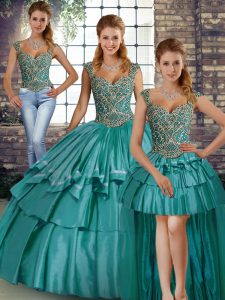  Sleeveless Beading and Ruffled Layers Lace Up 15 Quinceanera Dress