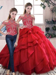 Cute Red Beading and Ruffles Quinceanera Dresses
