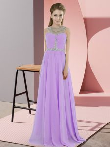  Scoop Sleeveless Zipper Dress for Prom Lavender Chiffon