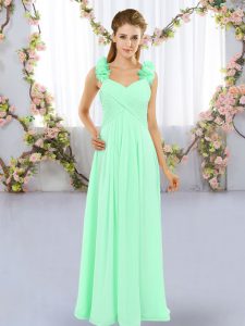 Romantic Apple Green Sleeveless Floor Length Hand Made Flower Lace Up Quinceanera Court Dresses