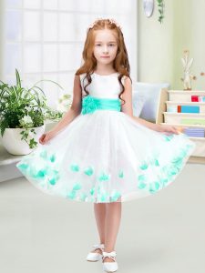 Perfect Scoop Sleeveless Tulle Flower Girl Dresses Appliques and Belt Zipper
