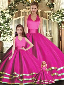  Ball Gowns Sleeveless Fuchsia Sweet 16 Dresses Lace Up