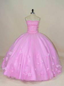  Lilac Sleeveless Tulle Lace Up Ball Gown Prom Dress for Sweet 16 and Quinceanera