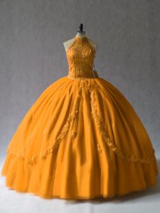 Cute Orange Lace Up Ball Gown Prom Dress Beading