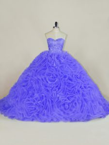 Glamorous Ball Gowns Sleeveless Purple 15th Birthday Dress Brush Train Lace Up