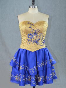  Mini Length A-line Sleeveless Royal Blue Prom Evening Gown Lace Up
