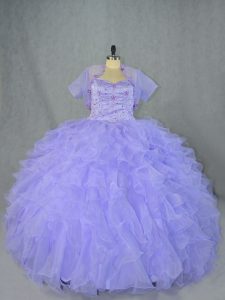  Sleeveless Lace Up Floor Length Beading and Ruffles Quinceanera Dress