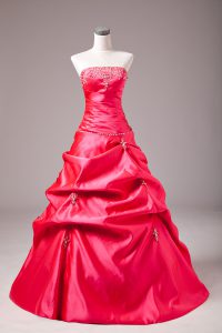 Inexpensive Hot Pink Lace Up 15 Quinceanera Dress Beading and Appliques Sleeveless Floor Length