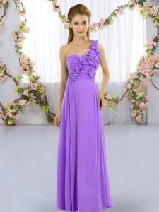 Cute Lavender Sleeveless Hand Made Flower Floor Length Dama Dress for Quinceanera