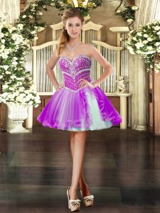 Graceful Mini Length Ball Gowns Sleeveless Purple Prom Dresses Lace Up
