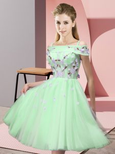 Artistic Empire Appliques Dama Dress for Quinceanera Lace Up Tulle Short Sleeves Knee Length