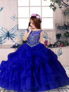  Sleeveless Zipper Floor Length Beading and Pick Ups Little Girl Pageant Gowns