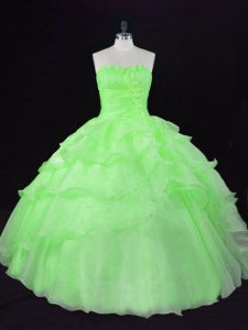 Chic Sleeveless Floor Length Beading and Ruffles Lace Up Sweet 16 Quinceanera Dress