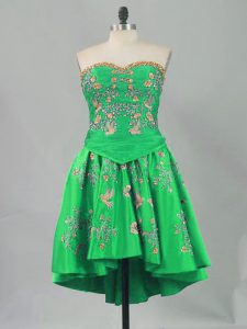 Hot Selling Green Sleeveless Mini Length Embroidery Lace Up Evening Dress