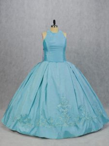 Chic Blue Neckline Embroidery Sweet 16 Dress Sleeveless