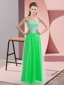  Green Sleeveless Floor Length Beading Lace Up Prom Evening Gown