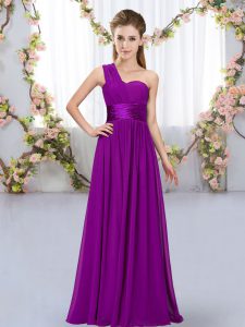 Dynamic One Shoulder Sleeveless Lace Up Vestidos de Damas Purple