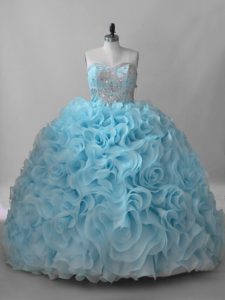  Baby Blue Quinceanera Dresses Sweetheart Sleeveless Brush Train Lace Up
