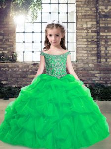 Cheap Turquoise Lace Up Pageant Gowns For Girls Pick Ups Sleeveless Floor Length