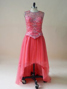 Fantastic Empire Homecoming Dress Coral Red Scoop Tulle Sleeveless