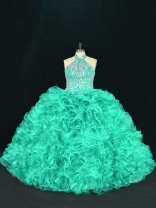 Gorgeous Floor Length Ball Gowns Sleeveless Turquoise Quinceanera Gowns Lace Up