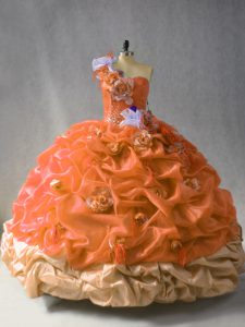  Organza Sleeveless Floor Length Quinceanera Gowns and Beading and Pick Ups and Hand Made Flower