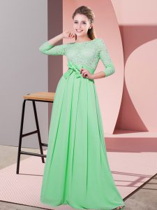 Latest Apple Green 3 4 Length Sleeve Chiffon Side Zipper Vestidos de Damas for Wedding Party